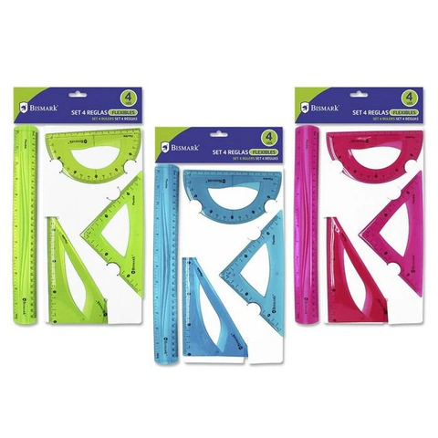 JUEGO REGLAS FLEXIBLES PVC 30/18/13/15CM 4U