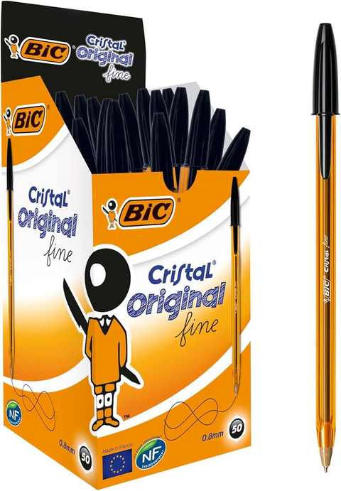 BOLIGRAFO BIC CRISTAL FINE NEGRO NARANJA TR