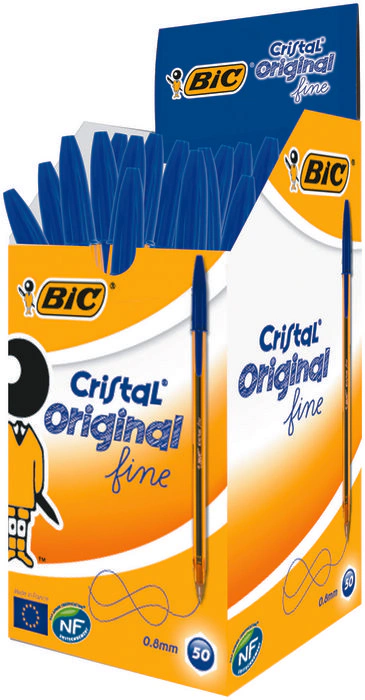 BOLIGRAFO BIC CRISTAL FINE AZUL NARANJA TRA