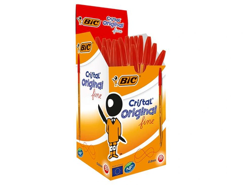 BOLIGRAFO BIC CRISTAL FINE ROJO NARANJA TRA