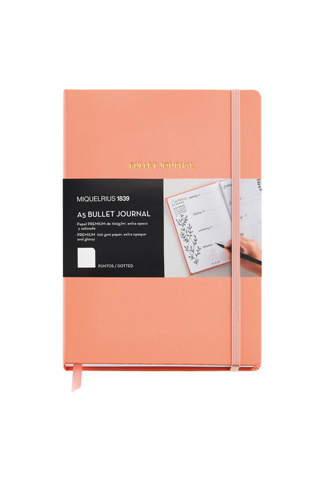Imagen orientativa: CUADERNO RIGIDO A5 BULLET JOURNAL ROSA MIQU